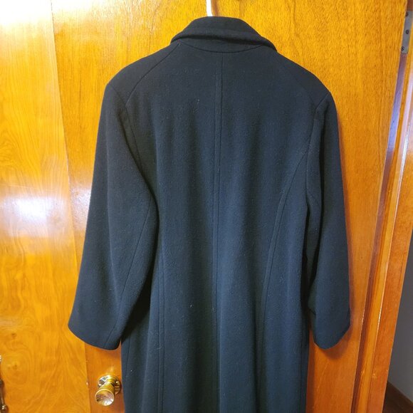 Women's Size 14 Bromley Black 100% Wool Lined Full Length Coat - Picture 6 of 8